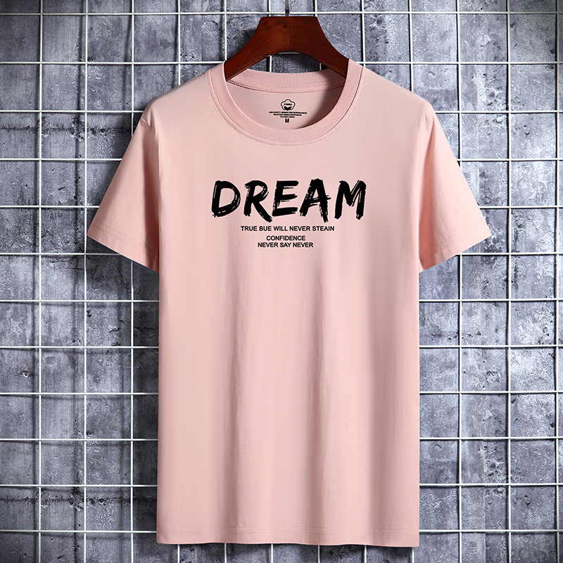 2022 New summer men's short-sleeved T-shirt cotton round neck loose half-sleeved trendy student top large size bottoming shirt