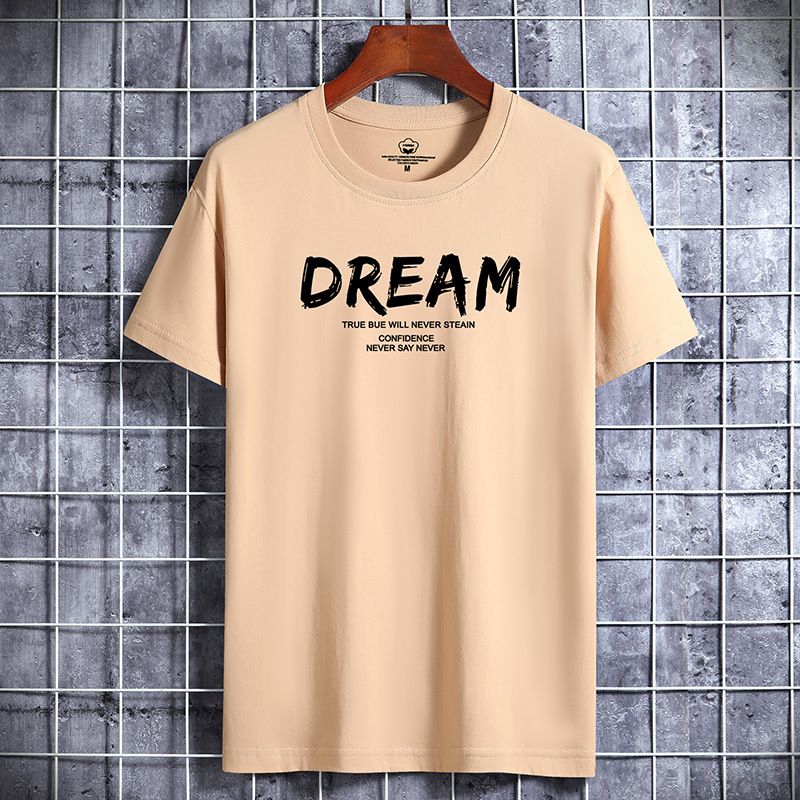 2022 New summer men's short-sleeved T-shirt cotton round neck loose half-sleeved trendy student top large size bottoming shirt