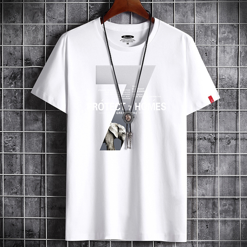 Short-sleeved t-shirt men's summer half-sleeved clothes new casual brand trend with large size tops bottoming shirts