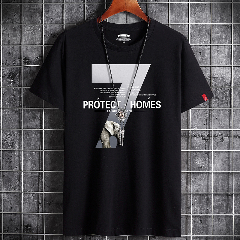 Short-sleeved t-shirt men's summer half-sleeved clothes new casual brand trend with large size tops bottoming shirts
