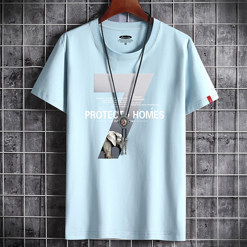 Short-sleeved t-shirt men's summer half-sleeved clothes new casual brand trend with large size tops bottoming shirts