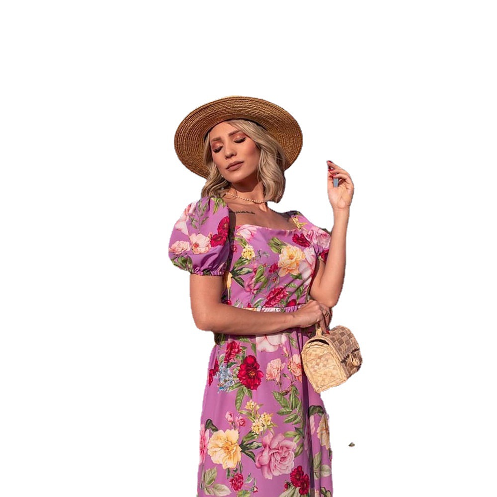 2022 Spring and summer new beauty dress sexy tube top long skirt exquisite printing temperament commuter dress long skirt