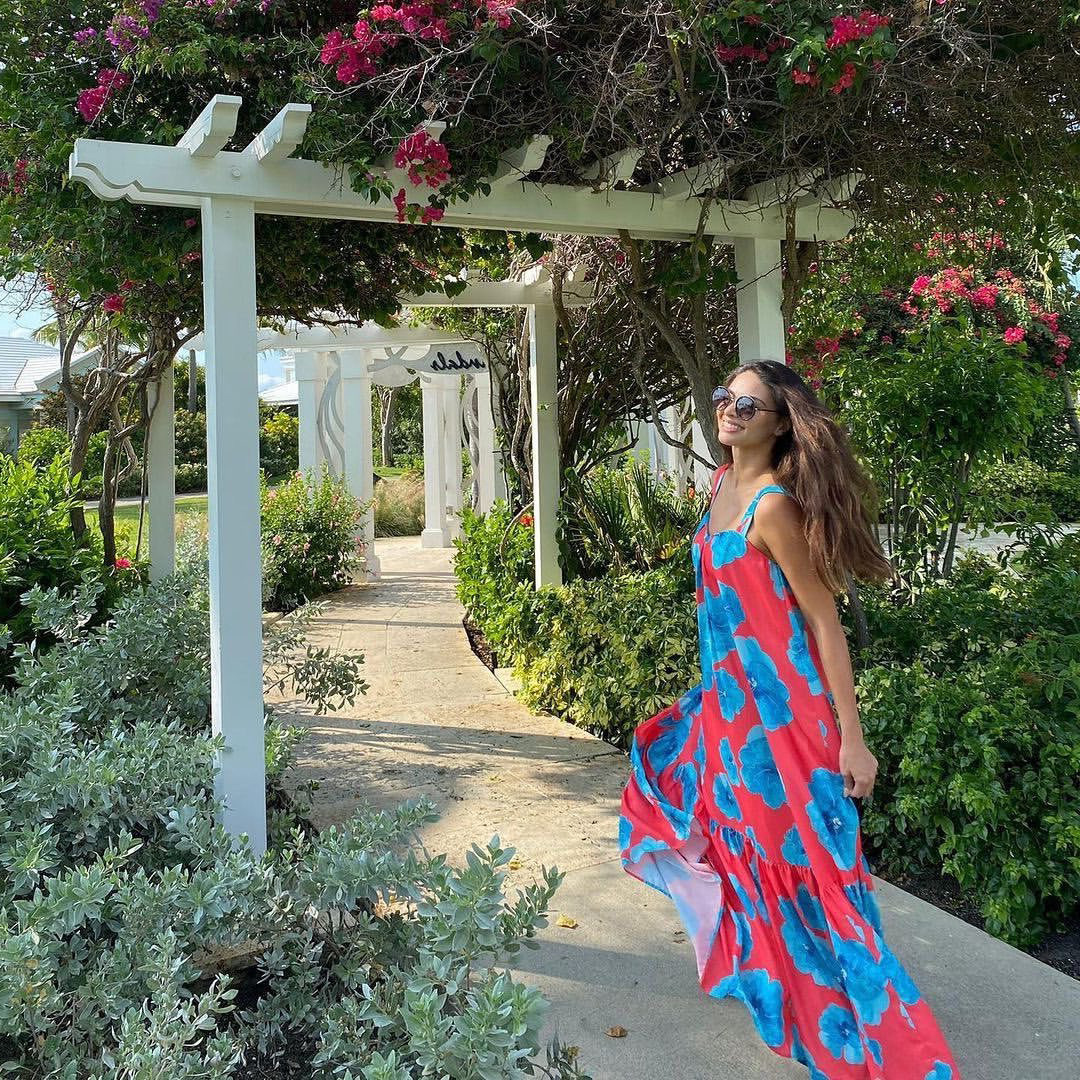2022 Summer New Sling Two Tone Dress Boho Skirt Print Sleeveless Dress