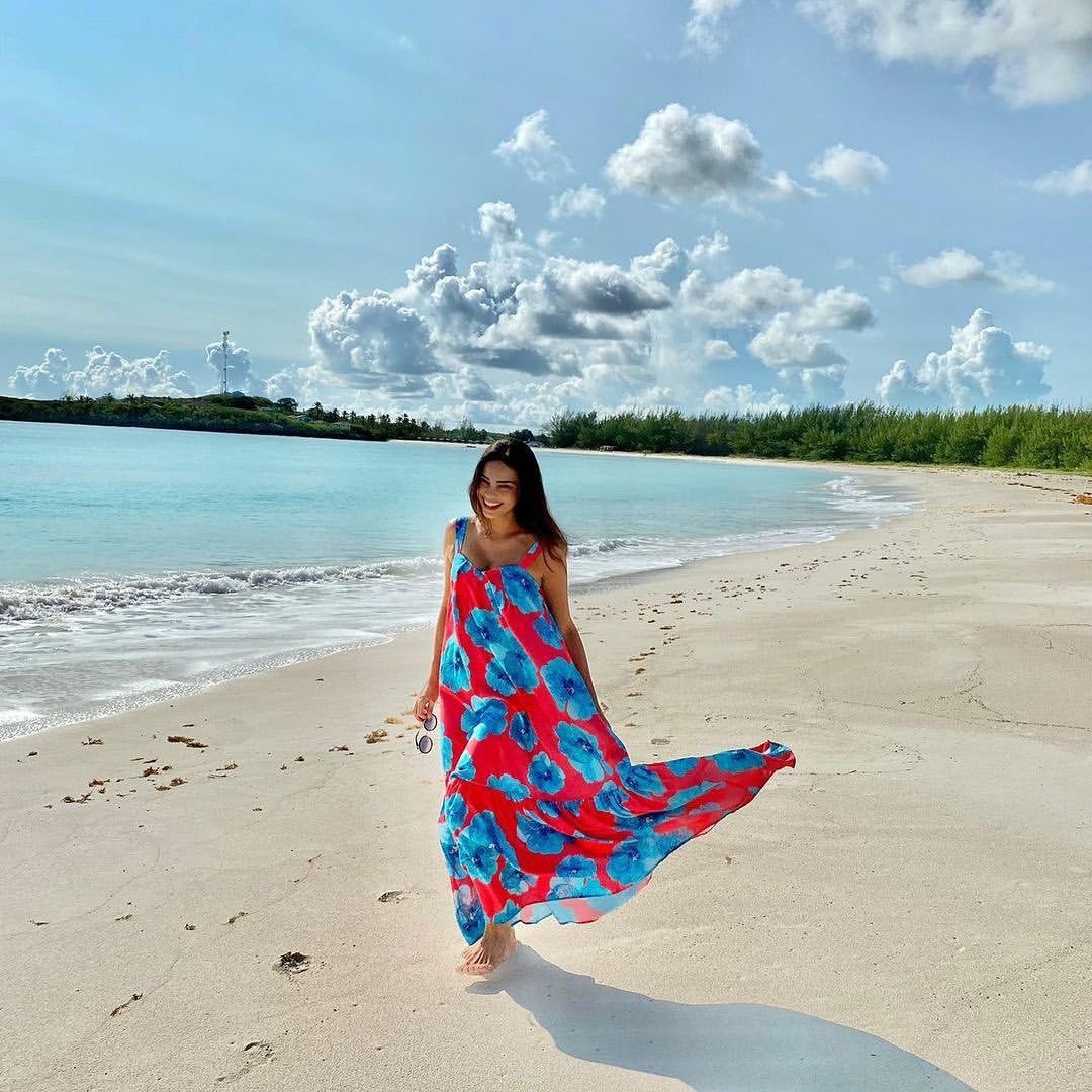 2022 Summer New Sling Two Tone Dress Boho Skirt Print Sleeveless Dress