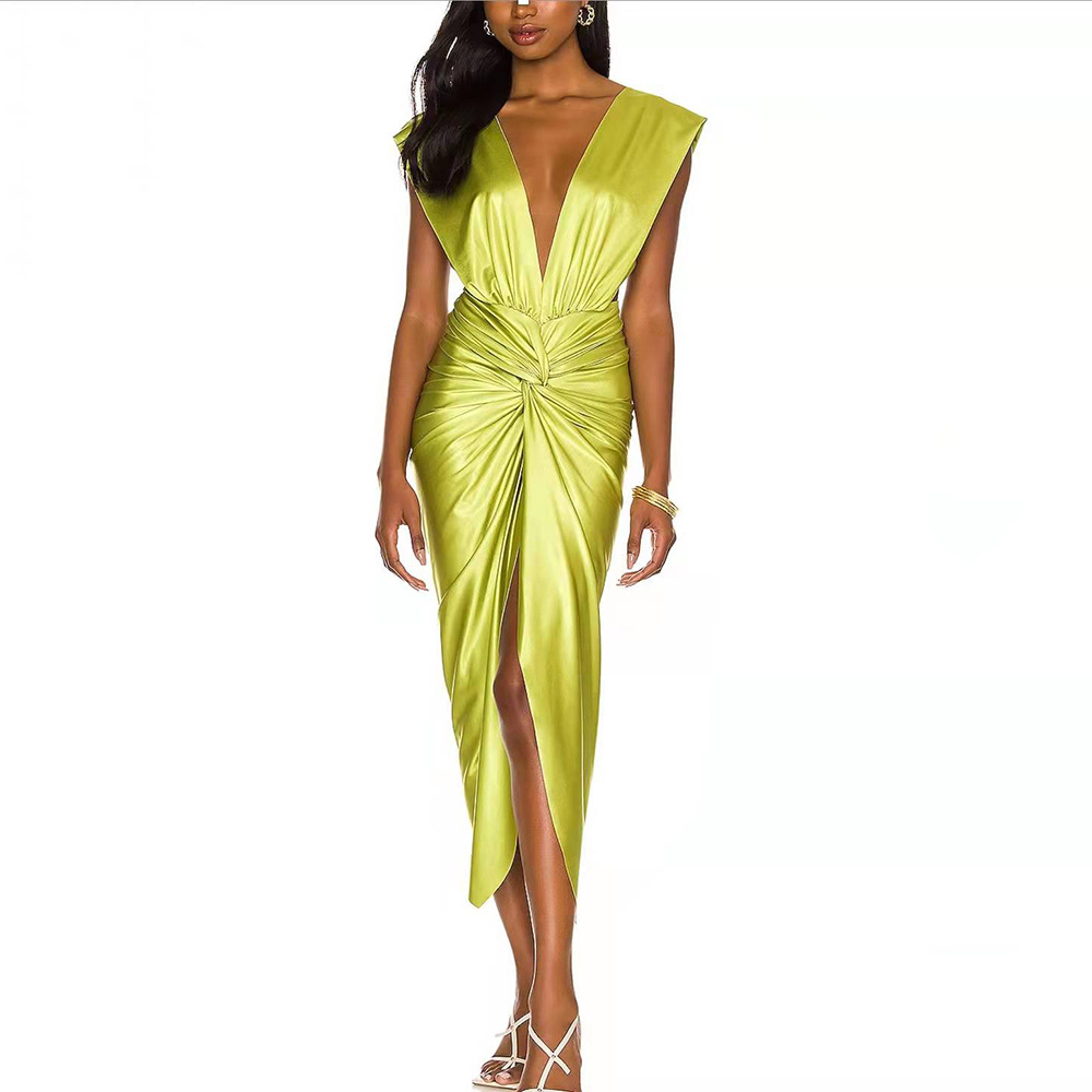 2022 New spring and summer beauty clothing net red sexy deep V sleeveless backless evening dress party dress