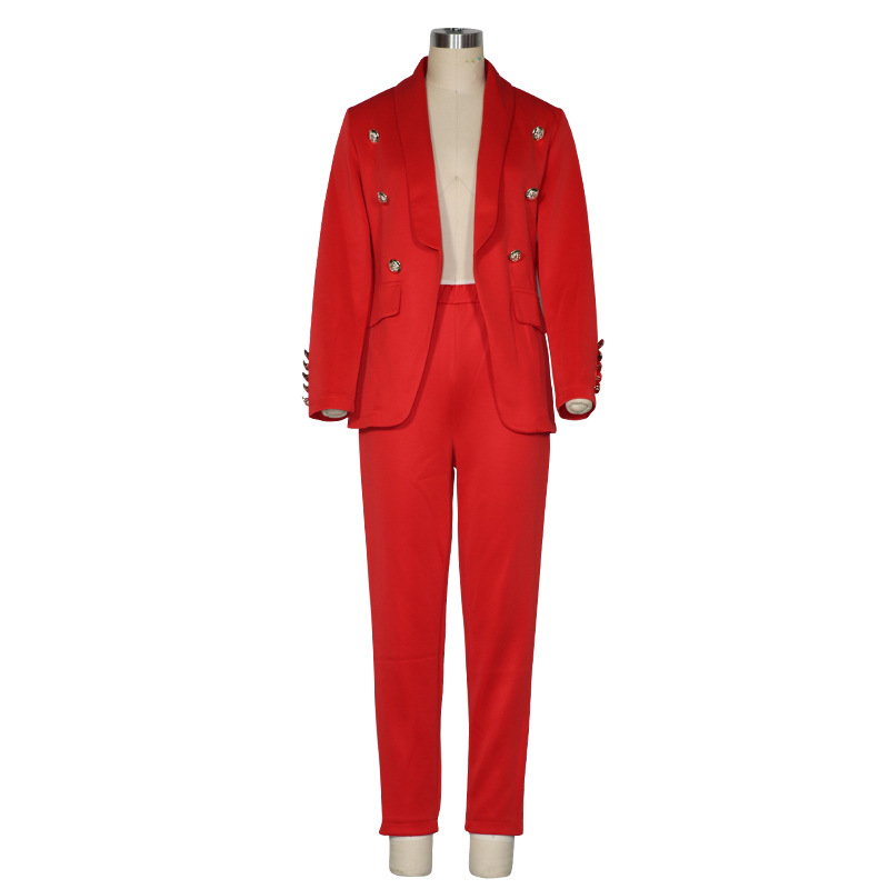 FC806 2022 Autumn and winter cross-border women's fashion long-sleeved suit trousers two-piece small suit xl