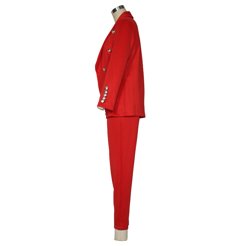 FC806 2022 Autumn and winter cross-border women's fashion long-sleeved suit trousers two-piece small suit xl
