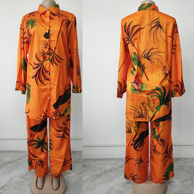 2022 New Amazon autumn African plus size casual women's two-piece printed plaid loose suit