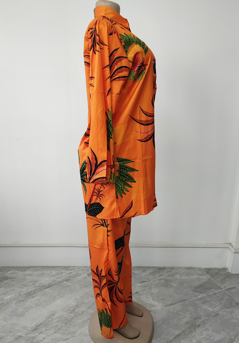 2022 New Amazon autumn African plus size casual women's two-piece printed plaid loose suit