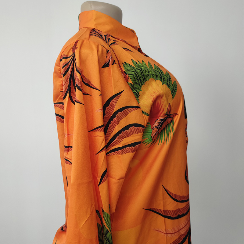 2022 New Amazon autumn African plus size casual women's two-piece printed plaid loose suit