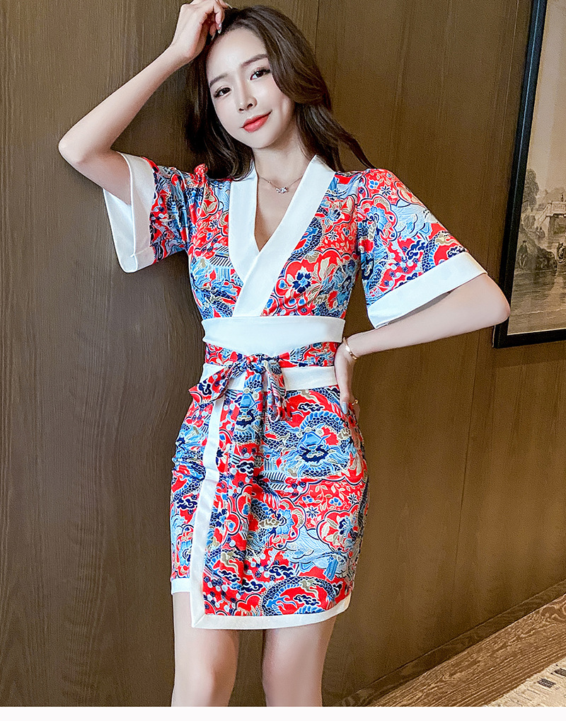 Fashion kimono 2022 new sexy V-neck slim fit dress foot bath nightclub overalls A245