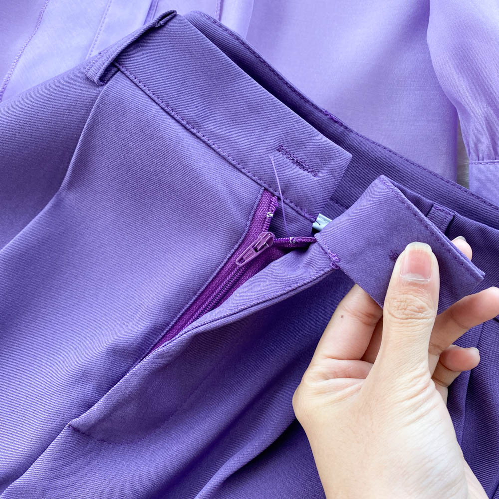 Spring long-sleeved chiffon shirt vertical straight tube wide-leg pants two-piece set suit