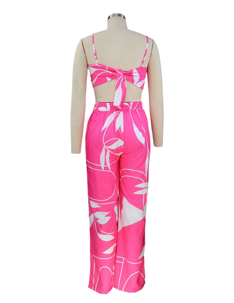 FD922 Spot cross-border 2022 European and American women's summer sexy tube top tie loose wide-leg pants printing suit
