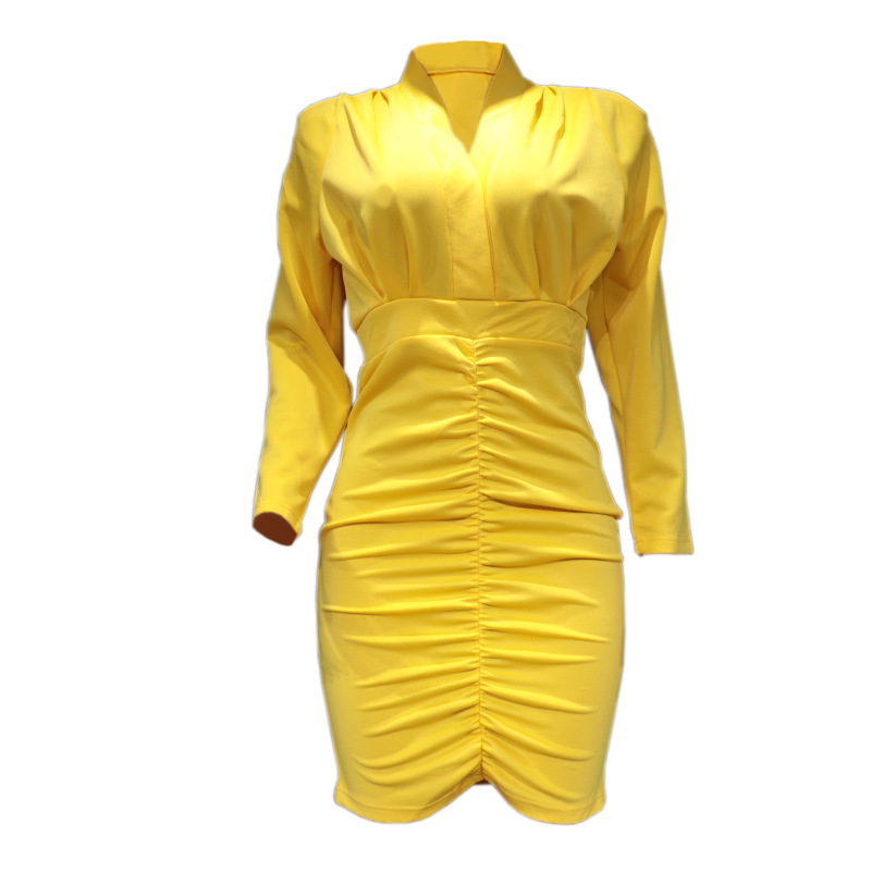 FC696 Spot women's clothing 2022 autumn and winter new Amazon hot selling women's clothing V deep bag hip sexy dress