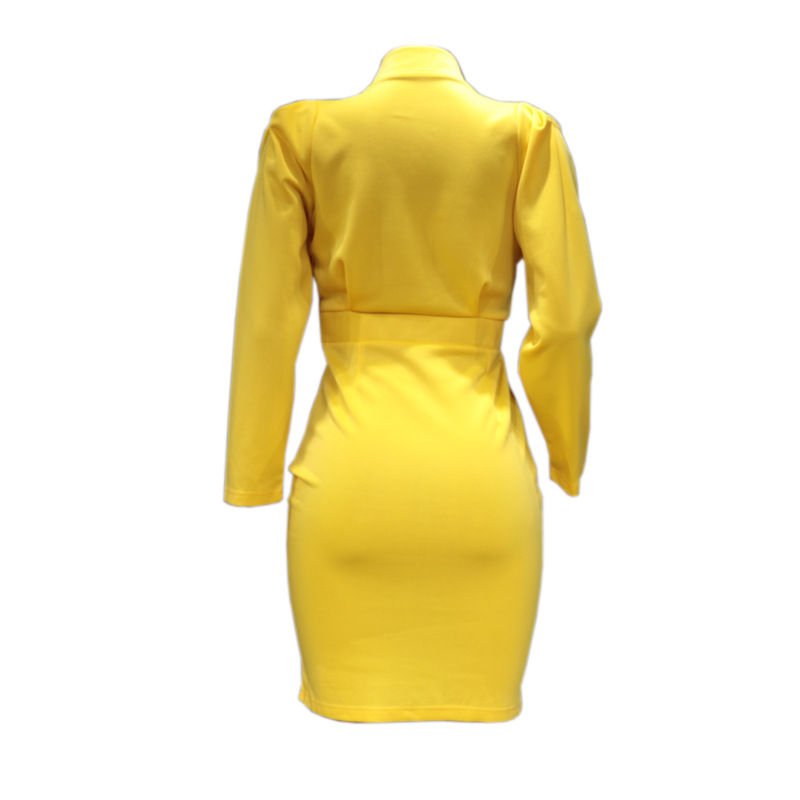 FC696 Spot women's clothing 2022 autumn and winter new Amazon hot selling women's clothing V deep bag hip sexy dress