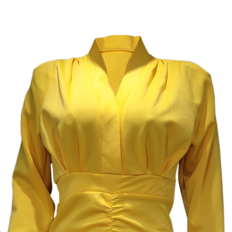 FC696 Spot women's clothing 2022 autumn and winter new Amazon hot selling women's clothing V deep bag hip sexy dress