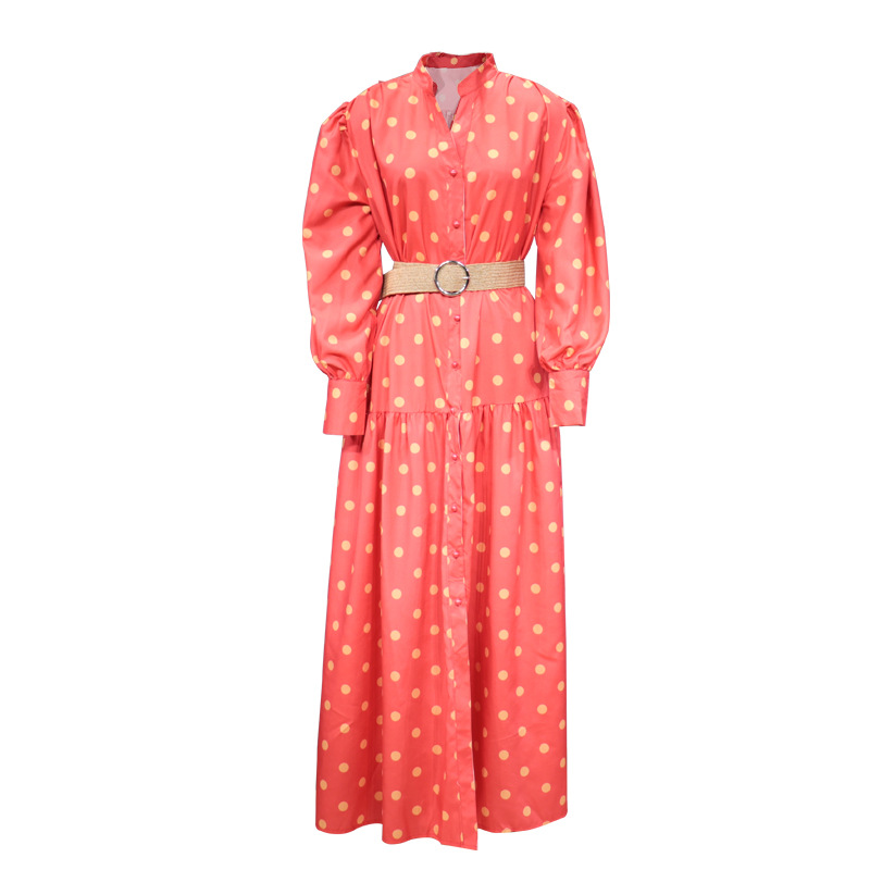 FD785 Spot 2022 early spring Amazon Europe and America slim fit loose women's polka dot print long dress