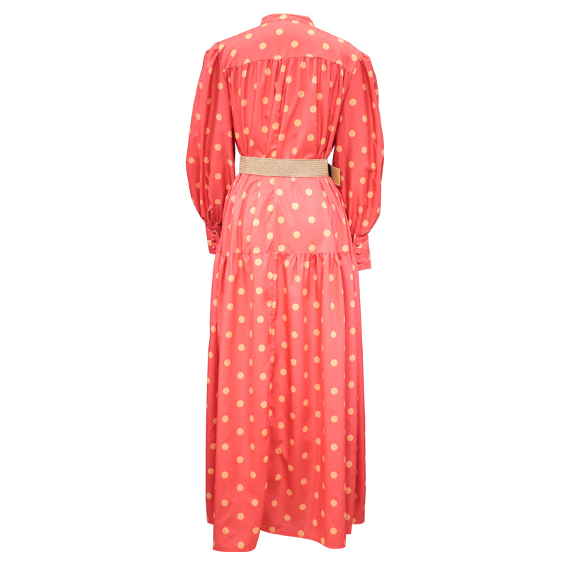 FD785 Spot 2022 early spring Amazon Europe and America slim fit loose women's polka dot print long dress