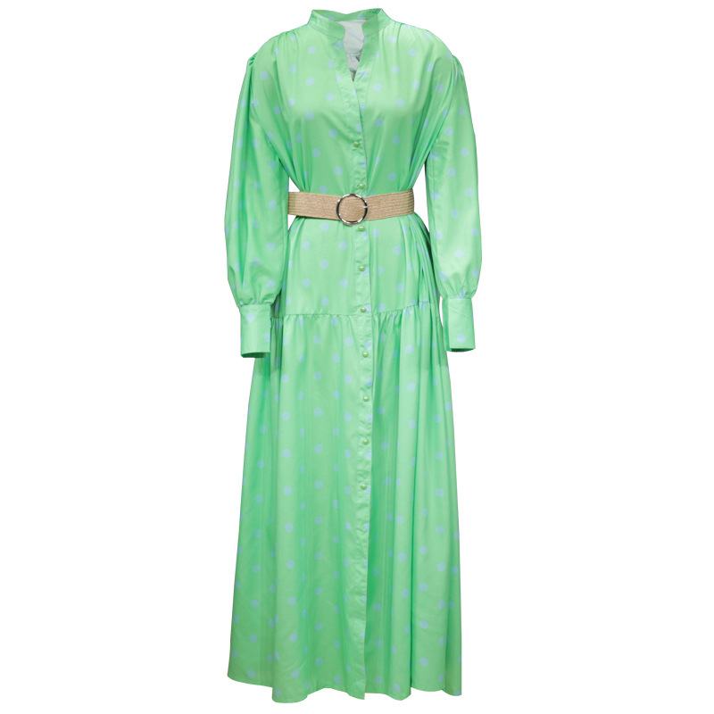 FD785 Spot 2022 early spring Amazon Europe and America slim fit loose women's polka dot print long dress
