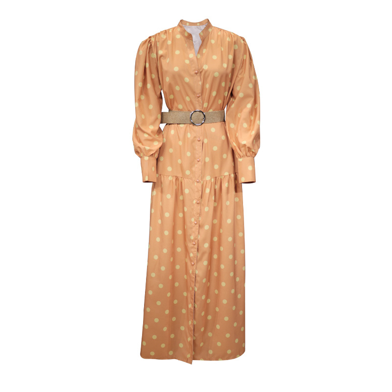 FD785 Spot 2022 early spring Amazon Europe and America slim fit loose women's polka dot print long dress