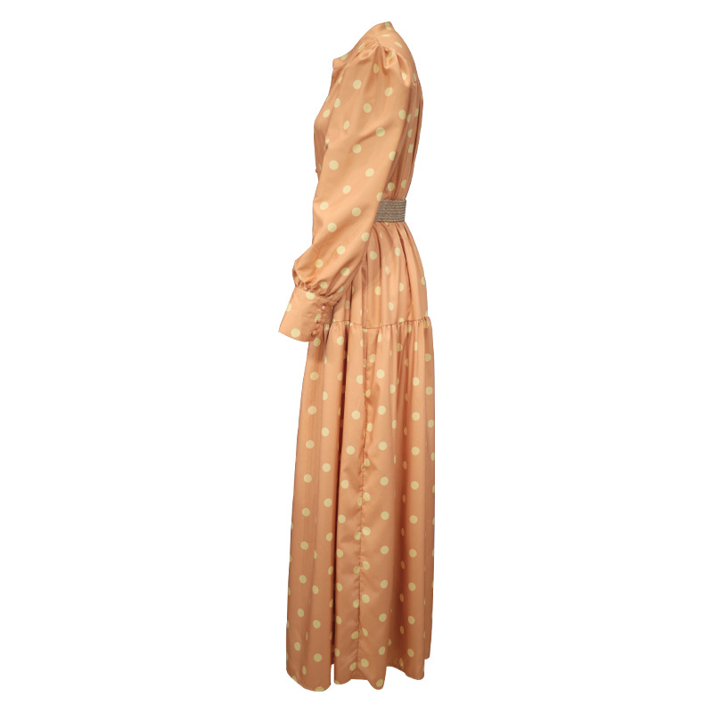 FD785 Spot 2022 early spring Amazon Europe and America slim fit loose women's polka dot print long dress