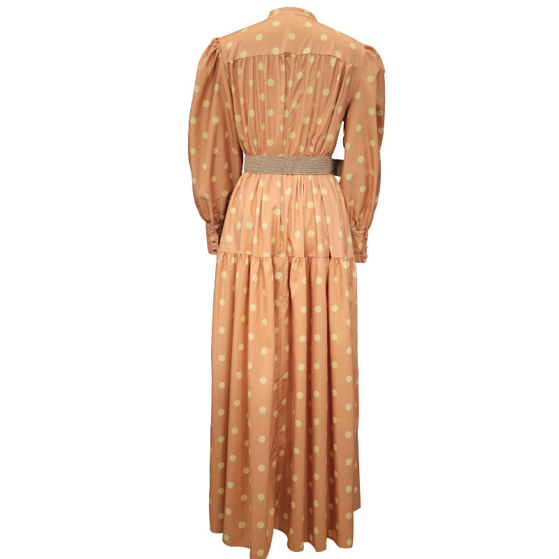 FD785 Spot 2022 early spring Amazon Europe and America slim fit loose women's polka dot print long dress