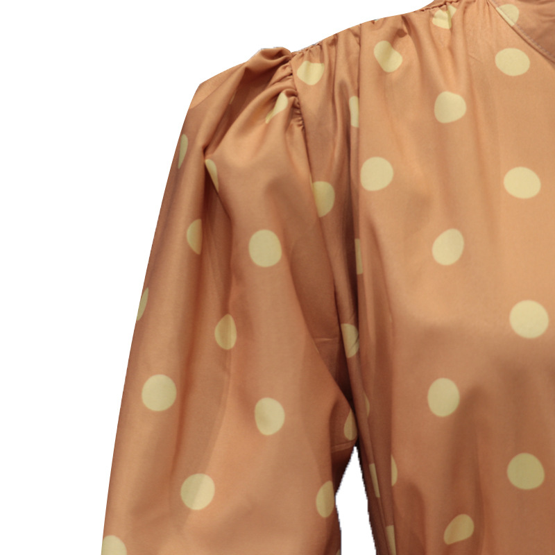 FD785 Spot 2022 early spring Amazon Europe and America slim fit loose women's polka dot print long dress