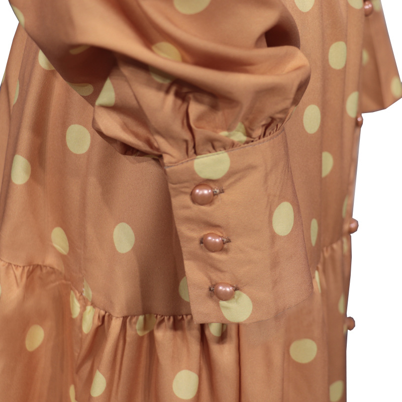 FD785 Spot 2022 early spring Amazon Europe and America slim fit loose women's polka dot print long dress