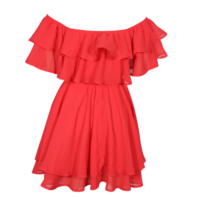 FC971 2022 Summer new one-shoulder sleeveless ruffle sexy mini chiffon dress