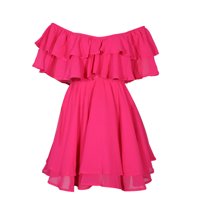 FC971 2022 Summer new one-shoulder sleeveless ruffle sexy mini chiffon dress