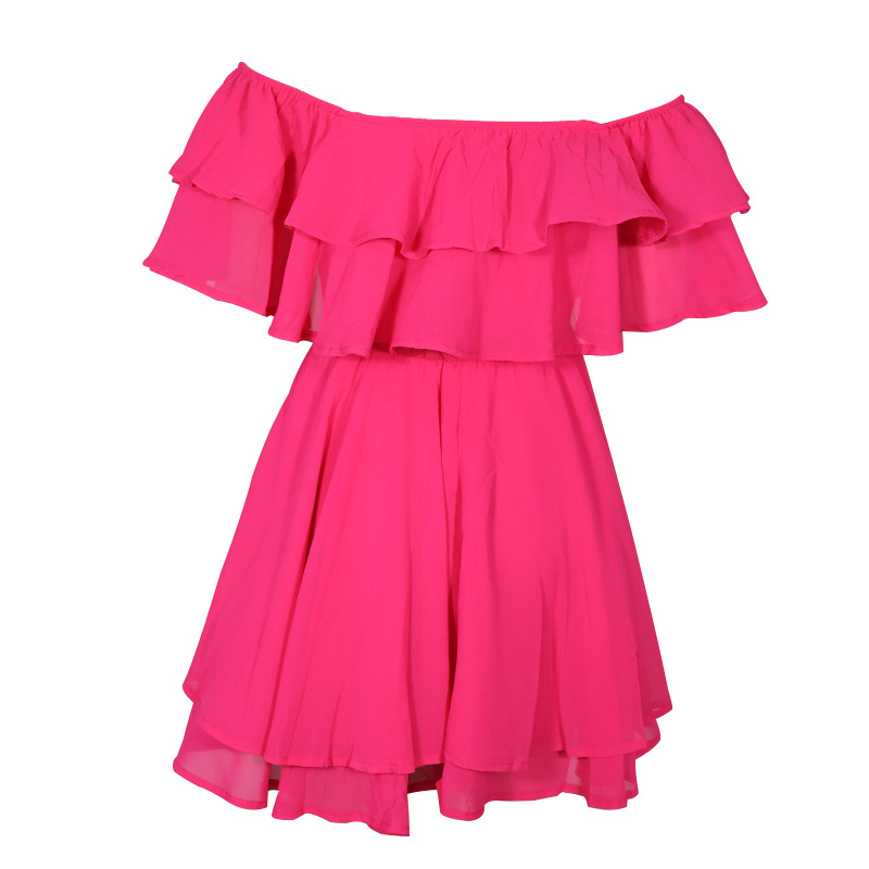 FC971 2022 Summer new one-shoulder sleeveless ruffle sexy mini chiffon dress