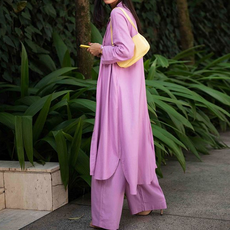 FD445 2022 Spring and Autumn Casual Windbreaker Jacket Tops Wide Leg Pants Women's Three-piece Suit