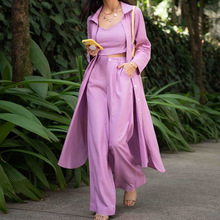 FD445 2022 Spring and Autumn Casual Windbreaker Jacket Tops Wide Leg Pants Women's Three-piece Suit