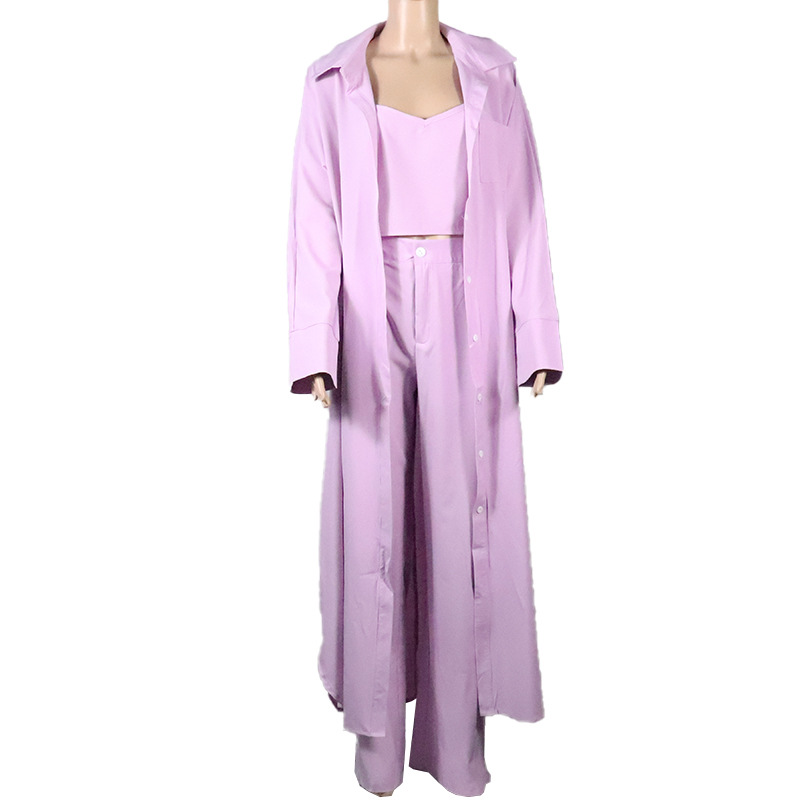 FD445 2022 Spring and Autumn Casual Windbreaker Jacket Tops Wide Leg Pants Women's Three-piece Suit