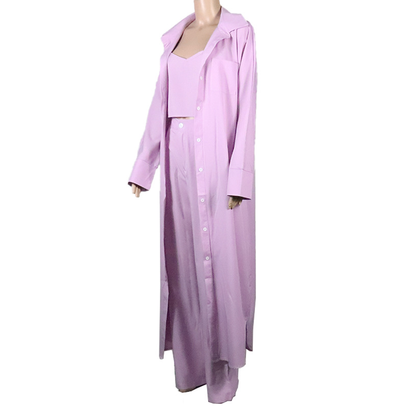 FD445 2022 Spring and Autumn Casual Windbreaker Jacket Tops Wide Leg Pants Women's Three-piece Suit