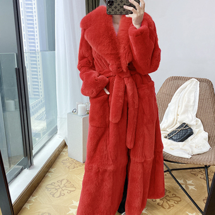 New imitation fur coat women's mid-length European station coat fashionable temperament loose large size coat
