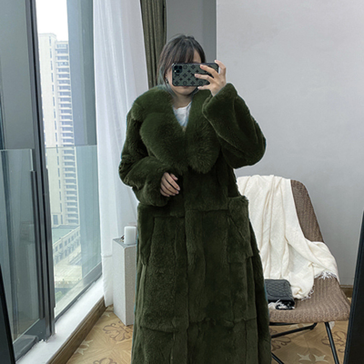 New imitation fur coat women's mid-length European station coat fashionable temperament loose large size coat