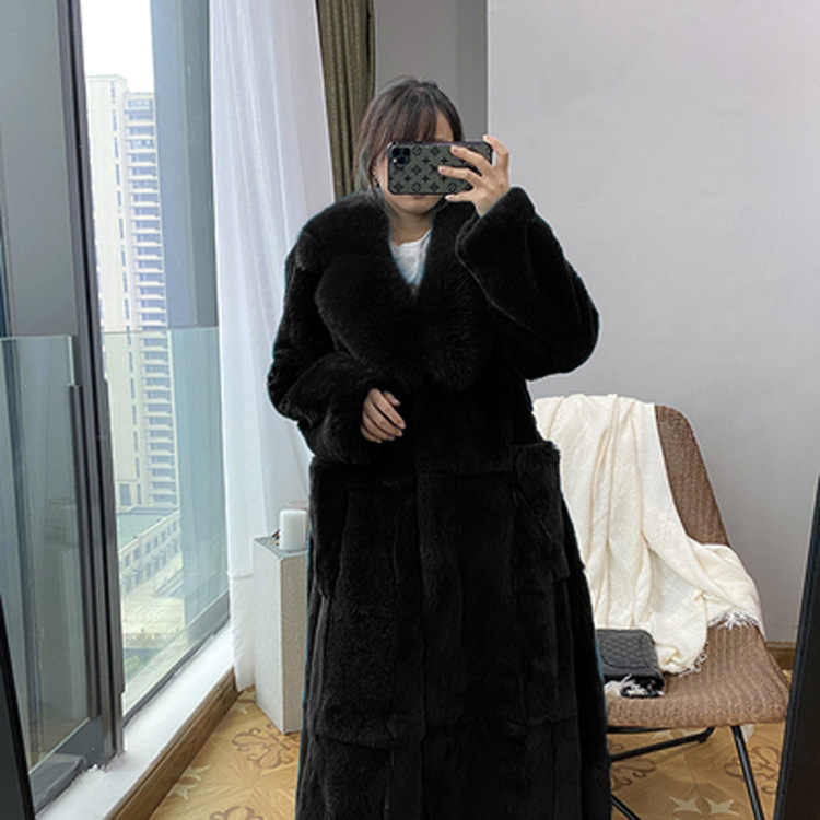 New imitation fur coat women's mid-length European station coat fashionable temperament loose large size coat