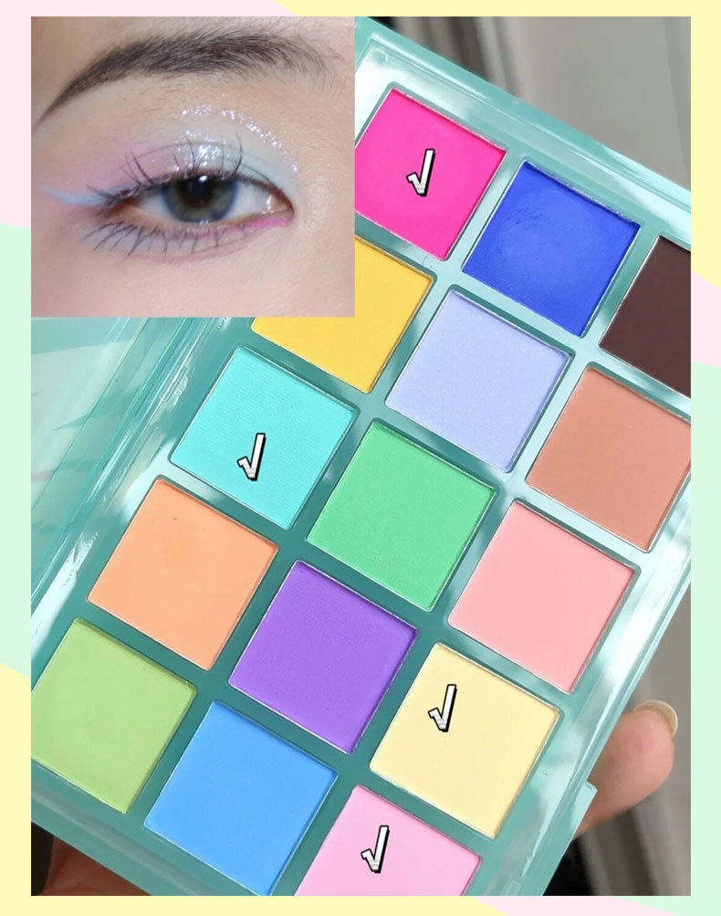 UCANBE Macaron 15 Color Eyeshadow Tray Color full matte Summer fresh neon makeup novice play makeup portable