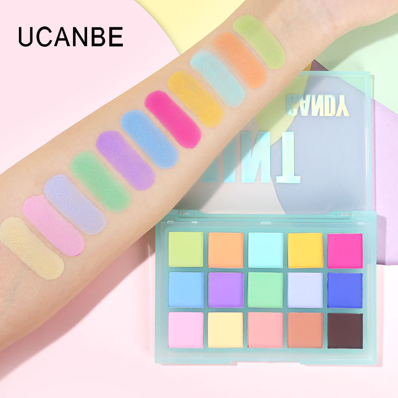 UCANBE Macaron 15 Color Eyeshadow Tray Color full matte Summer fresh neon makeup novice play makeup portable