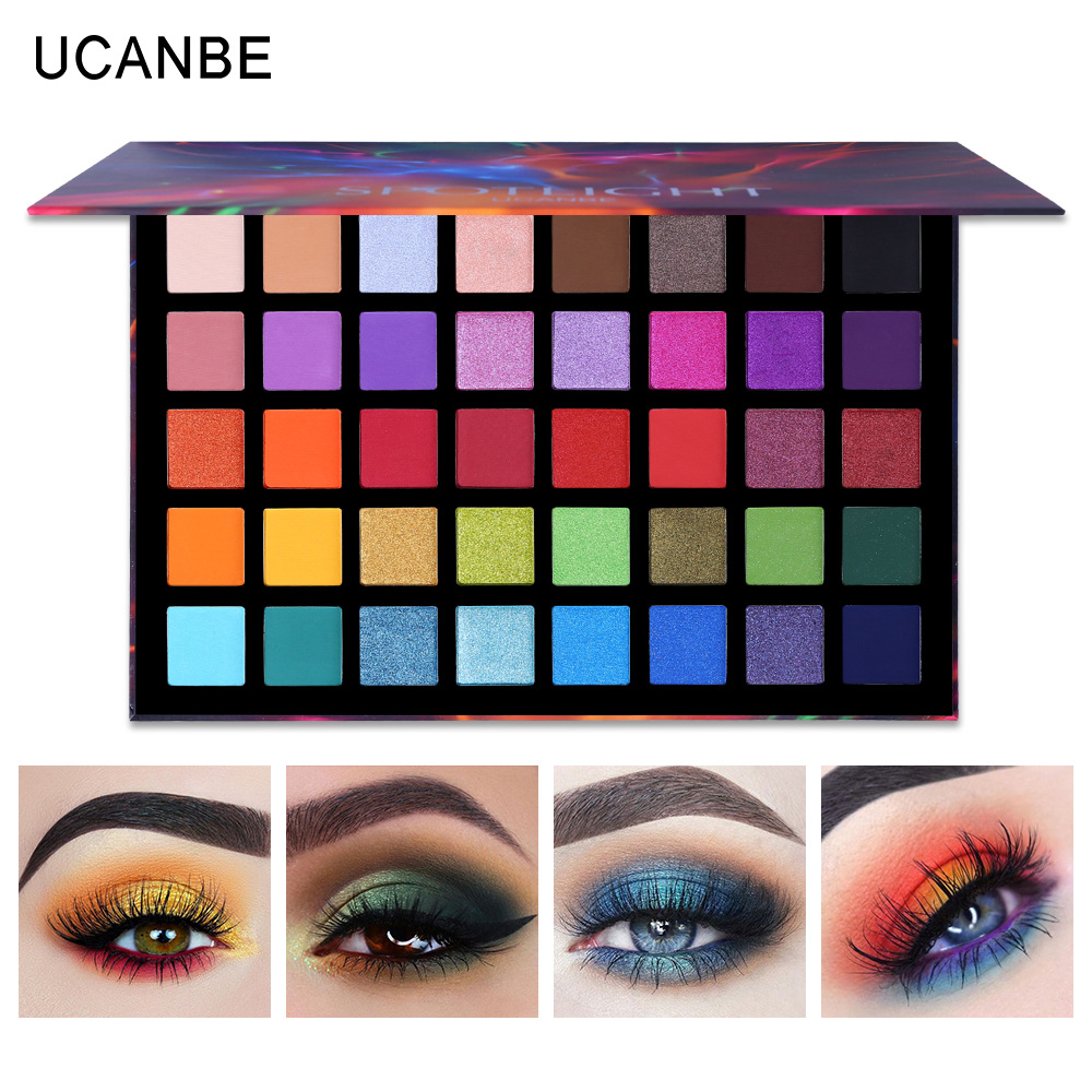 ucanbe 40 Color Spotlight Eye Shadow Tray Light matte Color Eye Shadow Tray European and American eye shadow cross border makeup