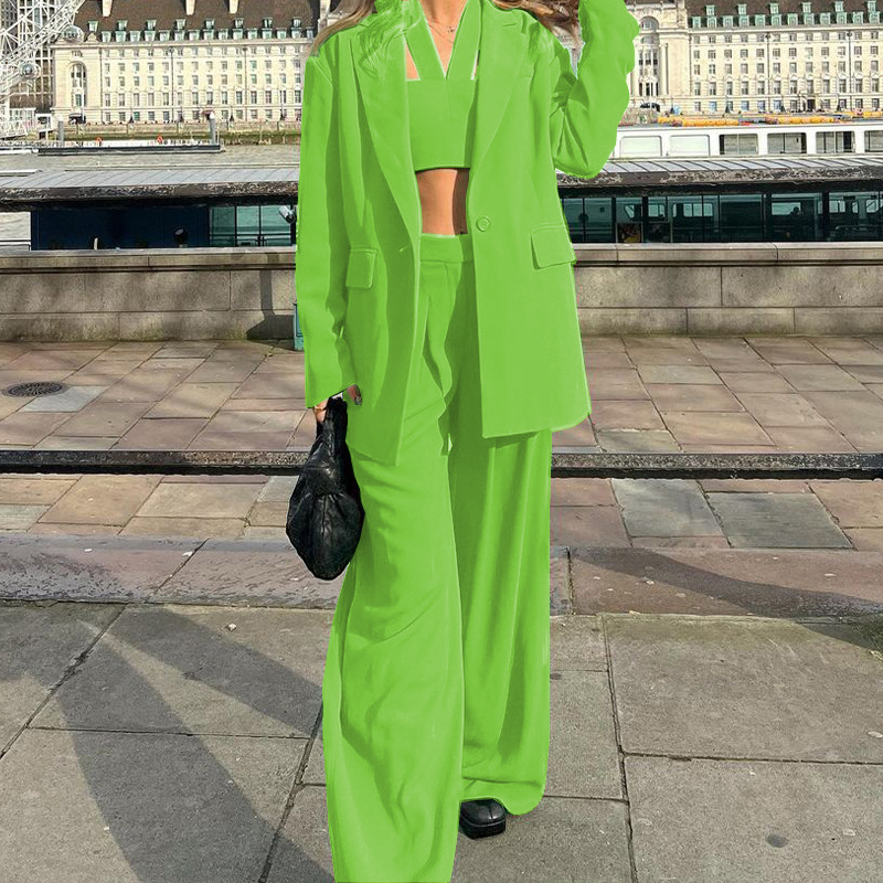 FD1068 spot 2022 autumn winter new fashion temperament long sleeve suit jacket casual pantsuit three-piece