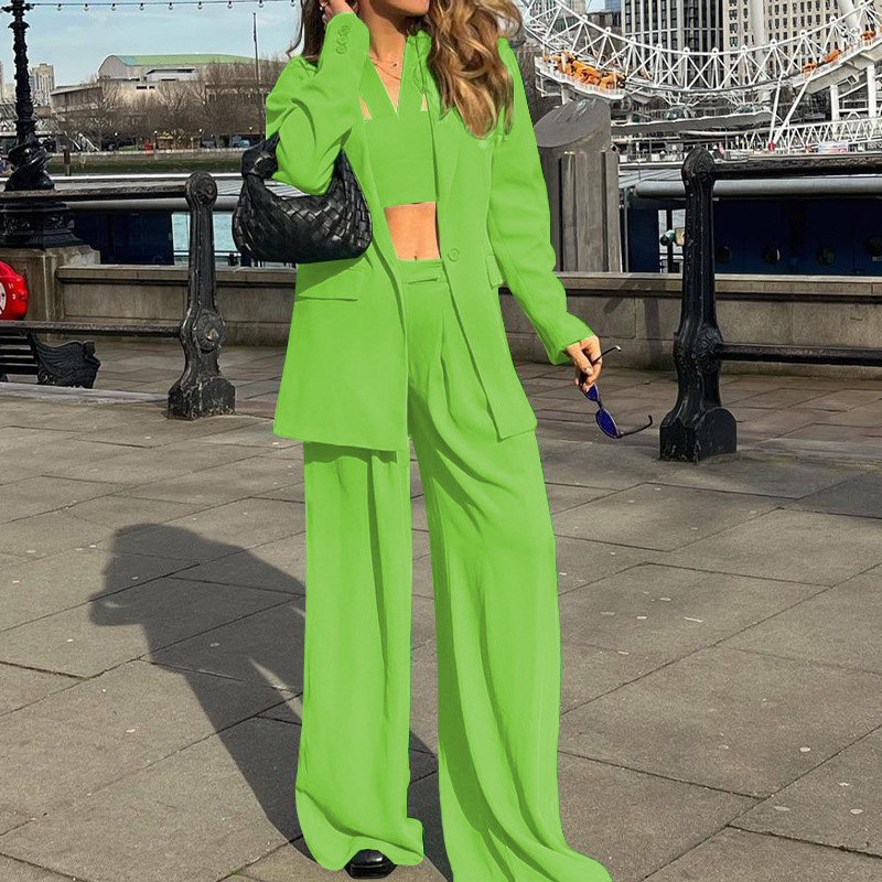 FD1068 spot 2022 autumn winter new fashion temperament long sleeve suit jacket casual pantsuit three-piece