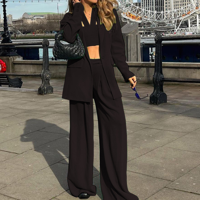 FD1068 spot 2022 autumn winter new fashion temperament long sleeve suit jacket casual pantsuit three-piece