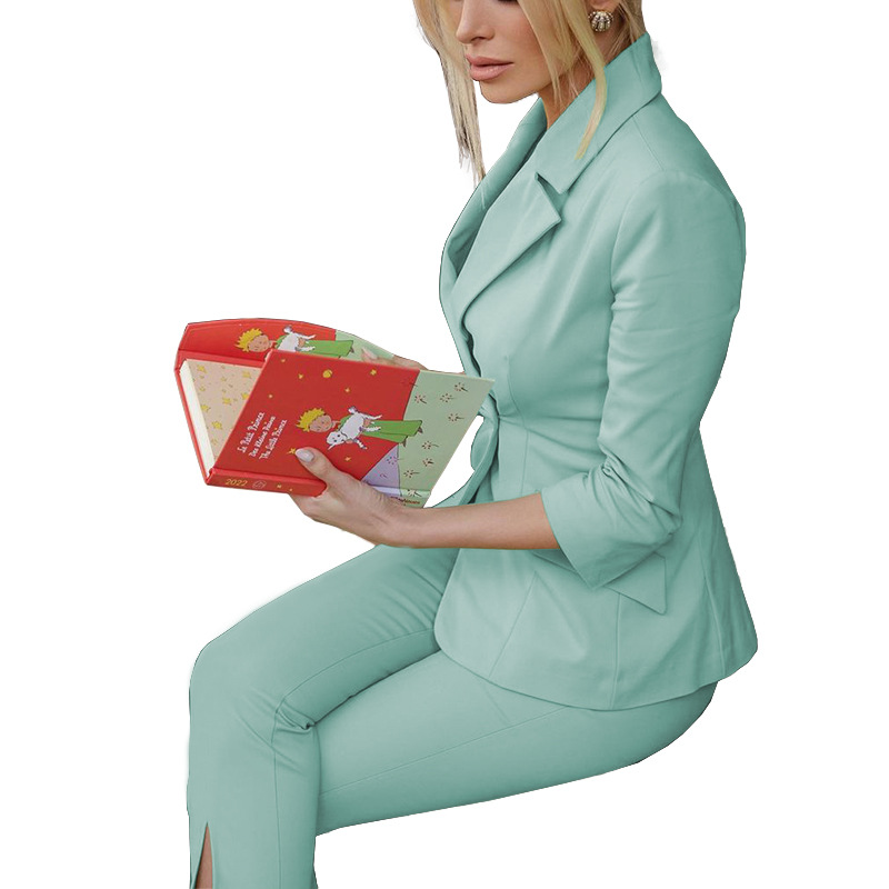 FD894 spot Europe and America 2022 spring women's temperament niche slim waist professional small suit set