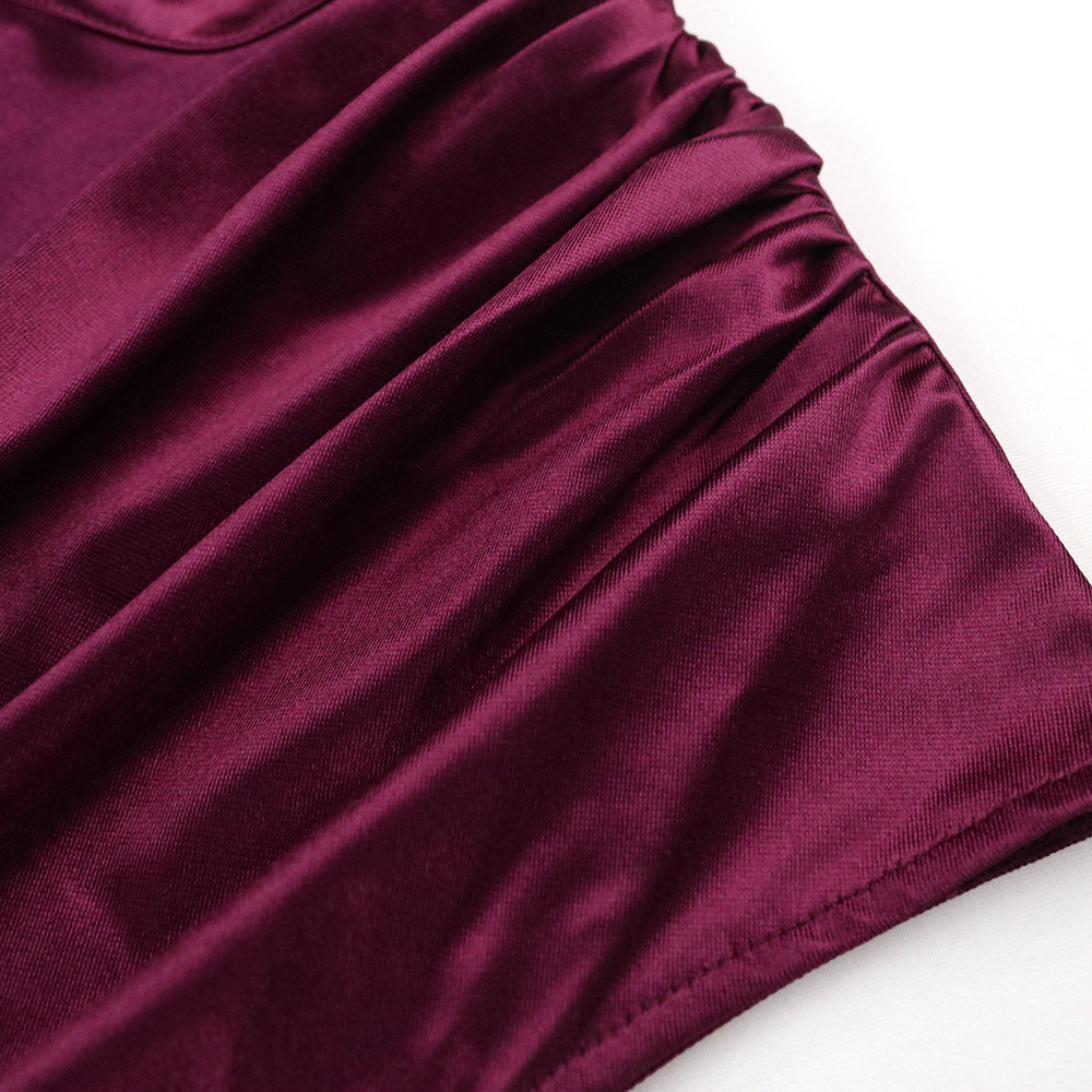 High Collar New Long Dress Solid Dress High Waist Temperament Commuter Red Curved Dress Long Dresses