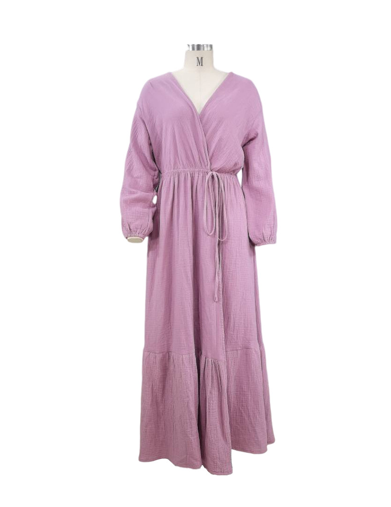 FD1049 Women's Fall 2022 New Fashion V-neck Long sleeve loose mid-length dress