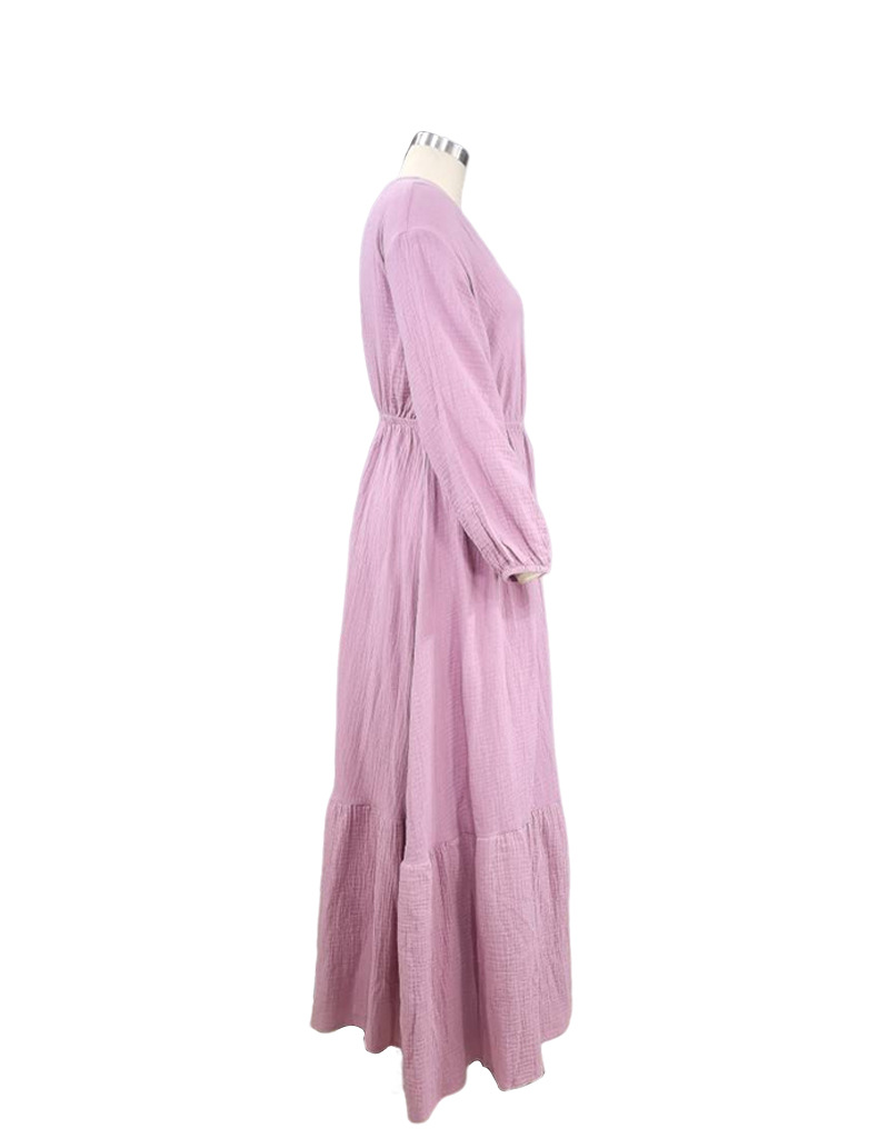 FD1049 Women's Fall 2022 New Fashion V-neck Long sleeve loose mid-length dress