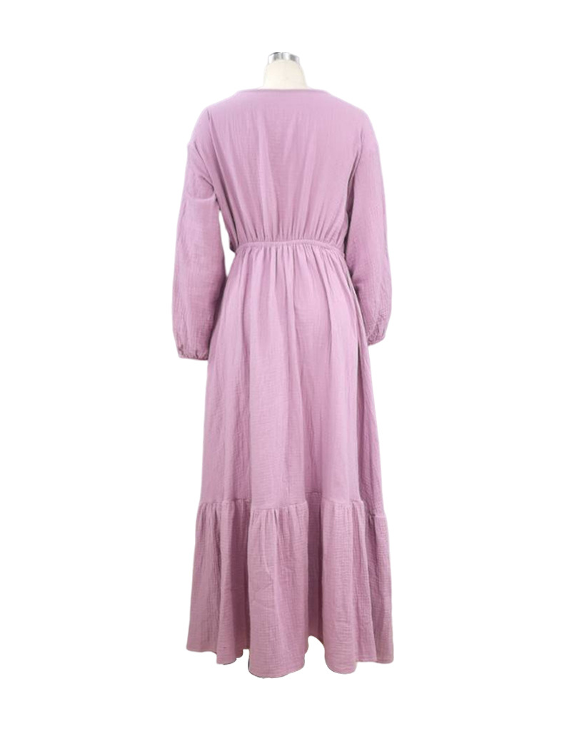 FD1049 Women's Fall 2022 New Fashion V-neck Long sleeve loose mid-length dress