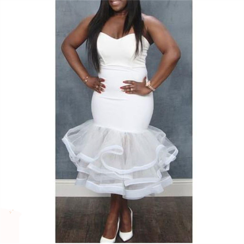 Sexy strapless perspective gauze wrap buttocks skirt small dress large women's dress party dress
